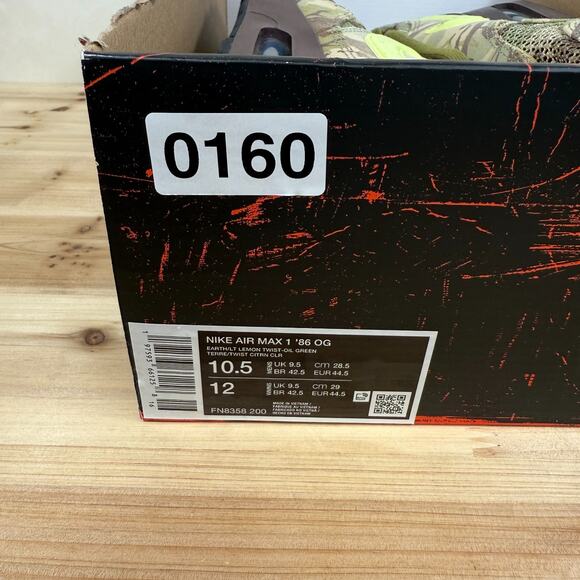 Nike Air Max 1 '86 OG shoes Camo Earth Light Lemon Twist FN8358-200 Mens 10.5 - Picture 10 of 10